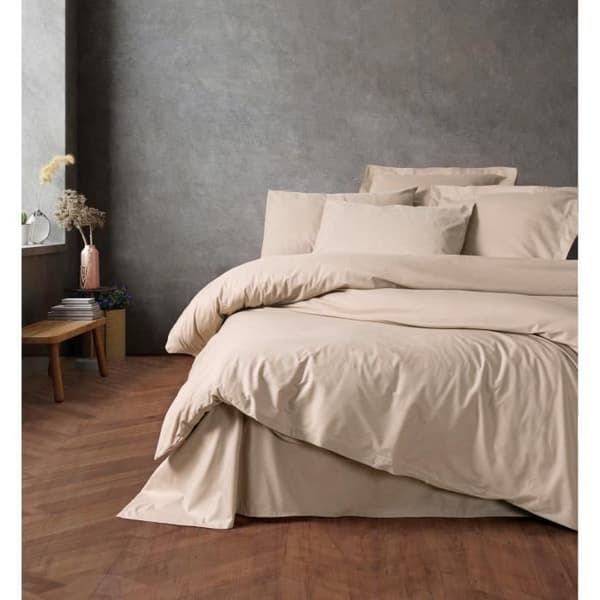 Bäddset - 1 påslakan 220 x 240 cm + 2 örngott 60 x 60 cm - 100% bomull - Beige