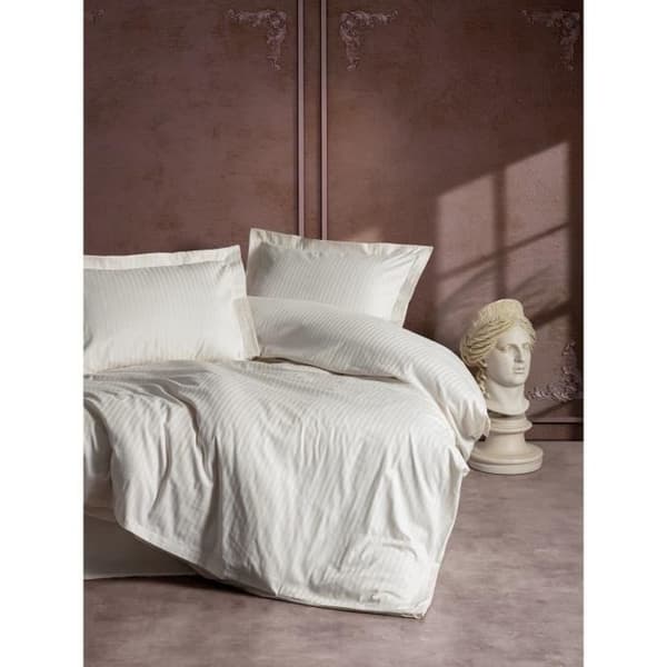 Bäddset - 1 påslakan 220 x 240 cm + 2 örngott 60 x 60 cm - 100% bomullssatin - Ecru