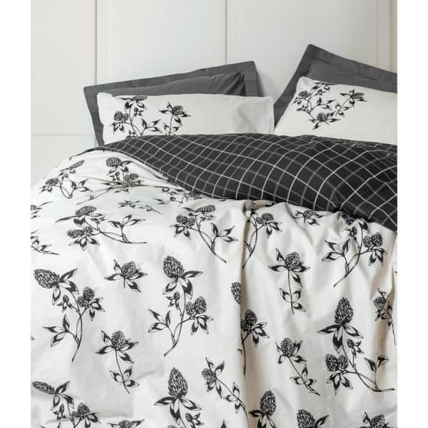 Bäddset - 1 påslakan 220 x 240 cm + 2 örngott 60 x 60 cm - 100% bomull - Antracit