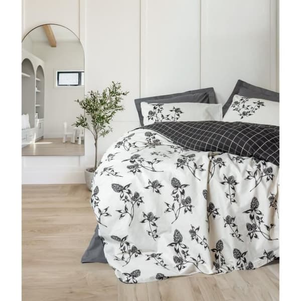Bäddset - 1 påslakan 220 x 240 cm + 2 örngott 60 x 60 cm - 100% bomull - Antracit