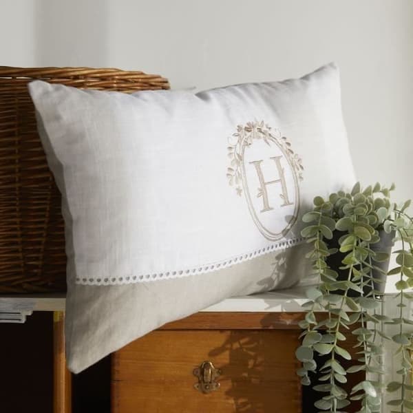 Kudde - TODAY - CHARME - Tryckt x Chambray x Berenice-broderi - 30 x 50 cm
