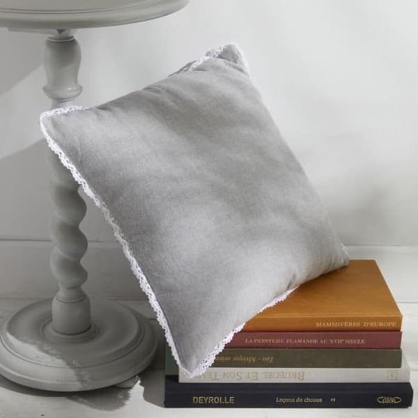 Kudde - IDAG - CHARME - Chambray x Dentelle Capucine - 40 x 40 cm