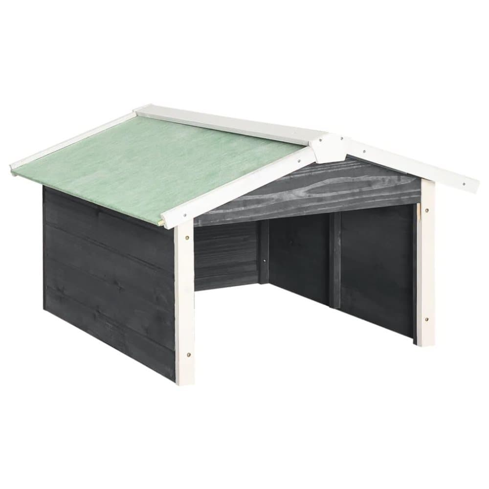 vidaXL Garage för robotgräsklippare 72x87x50 cm grå och vit granträ