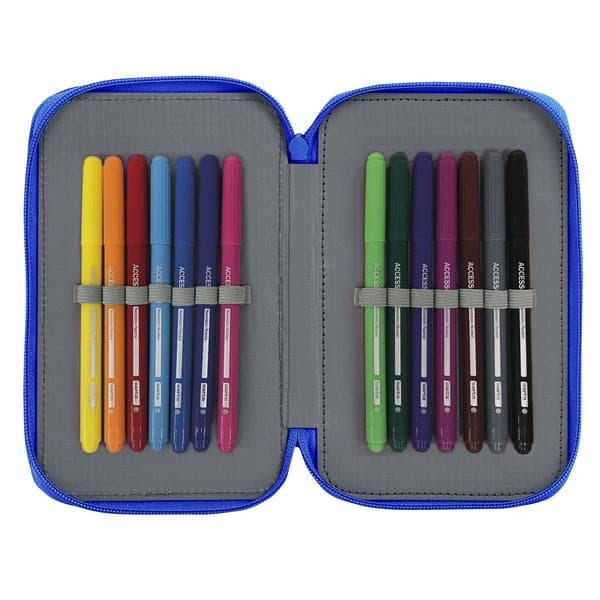 Dobbelt penalhus Real Zaragoza Blå 12.5 x 19.5 x 4 cm (28 Dele)