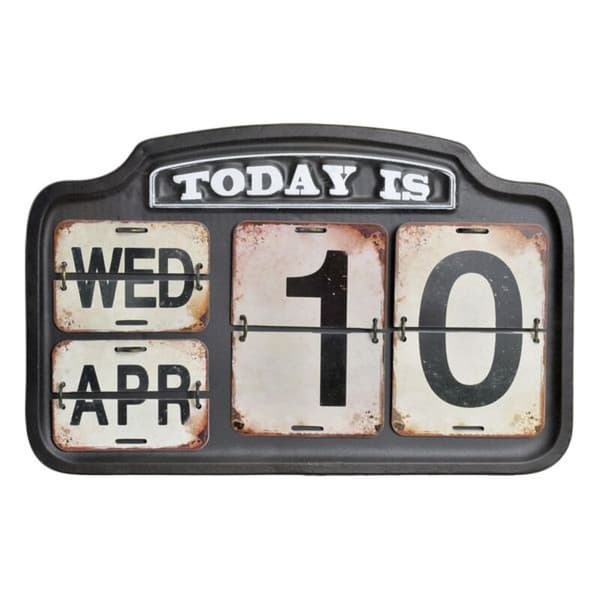 Kalender DKD Home Decor Metall 42 x 3,5 x 27 cm Svart Hvit