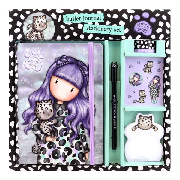 Toimistotarvikesetti Gorjuss Smitten kitten Purppura Musta Valkoinen