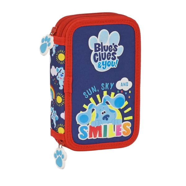 Dubbelt pennfodral Blue's Clues Marinblå (28 Delar)