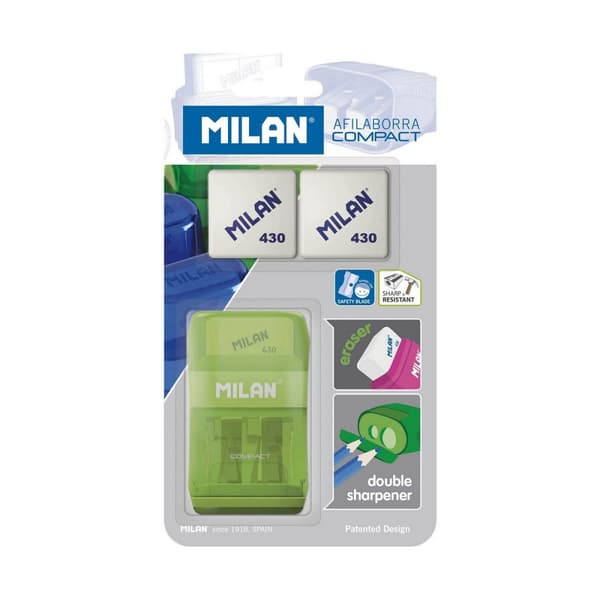 Sett med viskelær og blyantspisser Milan Flerfarget PVC