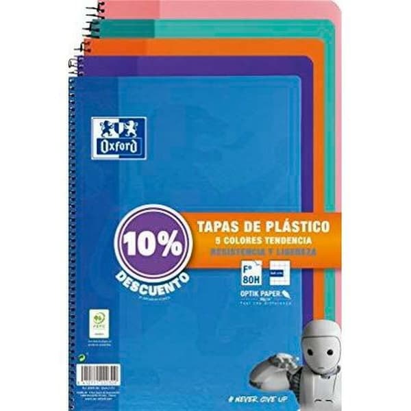 Notatblokk Oxford Flerfarget Din A4 80 Ark 21,5 x 31,5 cm 5 Deler