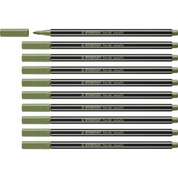 Markør Stabilo Pen 68 metallic Leaf Grønn (10 Deler)
