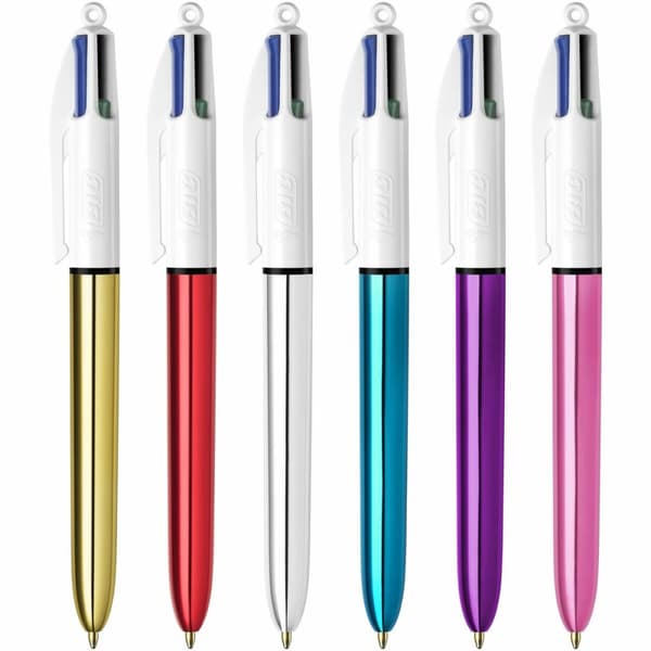 Pennset Bic Shine Silver Vit Multicolour (12 Delar)