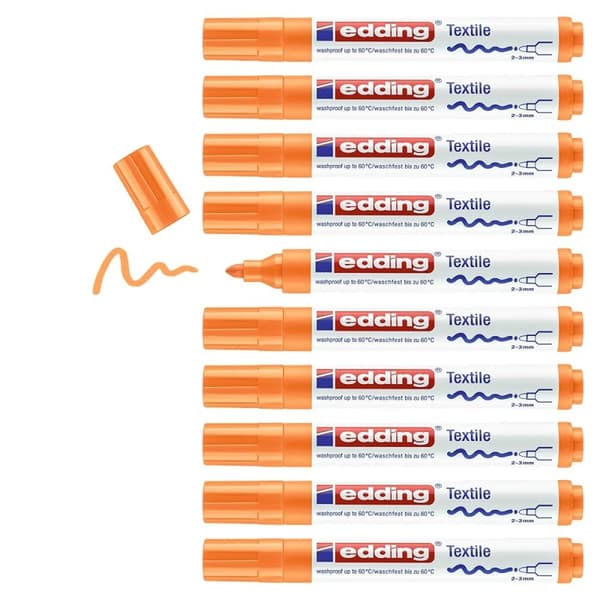 Permanent markörpenna Edding 4500 Textil Fluorescerande Orange (10 antal)