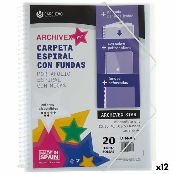 Organiseringsmappe Carchivo Archivex-Star 20 Dekskler A4 12 Deler