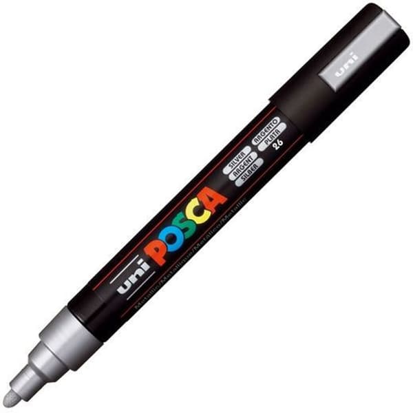 Markør POSCA PC-5M Sølvfarvet (6 enheder)