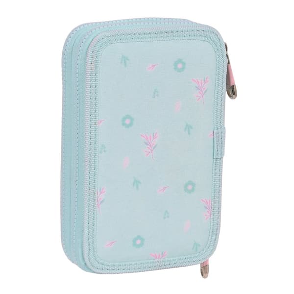 Dobbelt penalhus Moos Garden Turkisblå 12.5 x 19.5 x 4 cm (28 Dele)