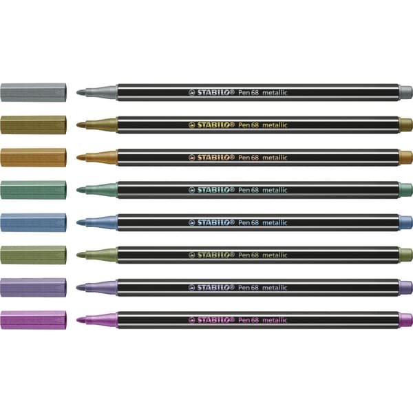Sæt med Fiberpenne Stabilo Pen 68 metallic 8 Dele Multifarvet