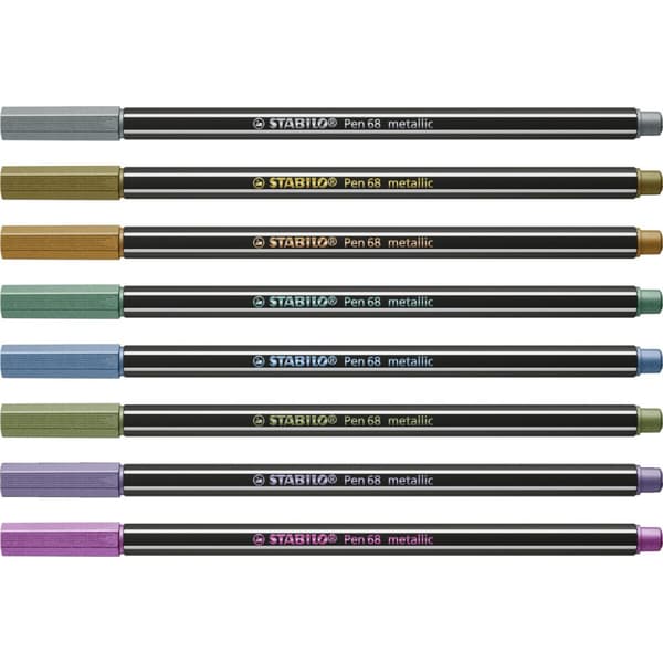 Sæt med Fiberpenne Stabilo Pen 68 metallic 8 Dele Multifarvet