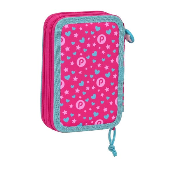 Dobbelt penalhus Pinypon Blå Pink 12.5 x 19.5 x 4 cm (28 Dele)