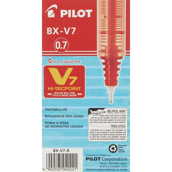 Flytende blekkpenn Pilot V7 Hi-Tecpoint Rød 0,5 mm (12 enheter)