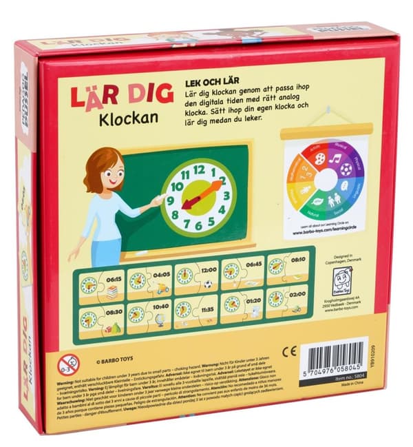 Barbo Toys Barbo Classic Pedagog Pussel Lär Dig Klockan (SE)