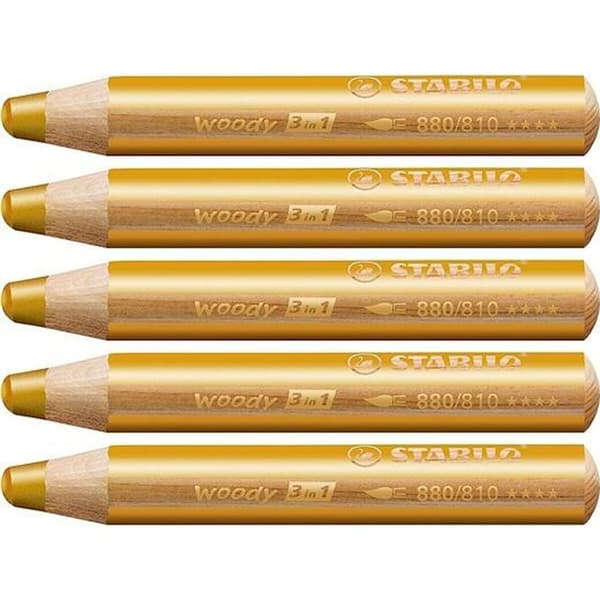 Färgpennor Stabilo Woody Gyllene 3 i 1 (5 antal)