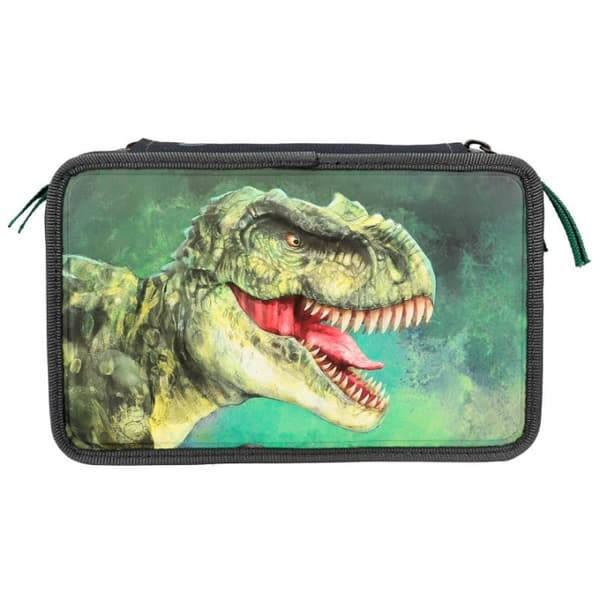 Dino World Tredobbelt penalhus - grønt med 3D-effekt - ( 0412475 )