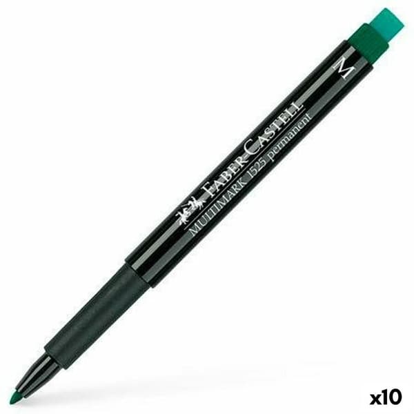Permanent markør Faber-Castell Multimark 1525 M Grønn (10 enheter)