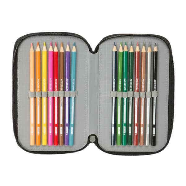 Trippel pennfodral Safta Urban style Blå Grå 12,5 x 19,5 x 5,5 cm 37 Delar