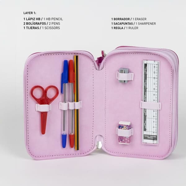 Tredobbelt Penalhus Minnie Mouse Pink 12,5 x 6,5 x 19,5 cm