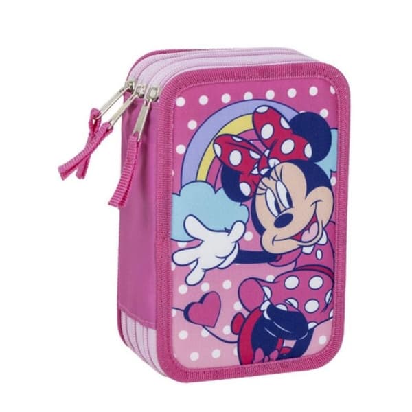 Tredobbelt Penalhus Minnie Mouse Pink 12,5 x 6,5 x 19,5 cm