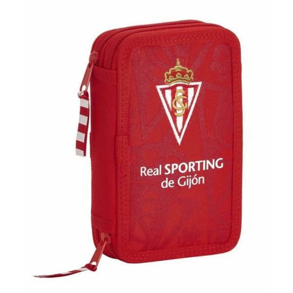Dobbelt pennal Real Sporting de Gijón Rød 12,5 x 19,5 x 4 cm