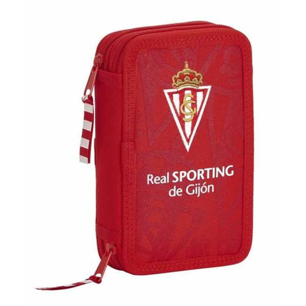 Dobbelt pennal Real Sporting de Gijón Rød 12,5 x 19,5 x 4 cm