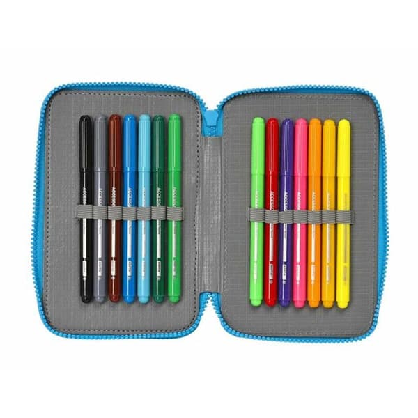 Tredobbelt Penalhus SuperThings Rescue Force Blå 12,5 x 19,5 x 5,5 cm