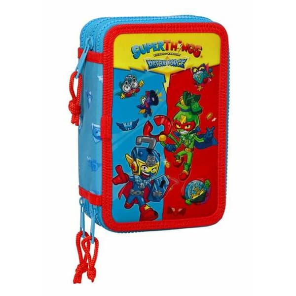 Tredobbelt Penalhus SuperThings Rescue Force Blå 12,5 x 19,5 x 5,5 cm
