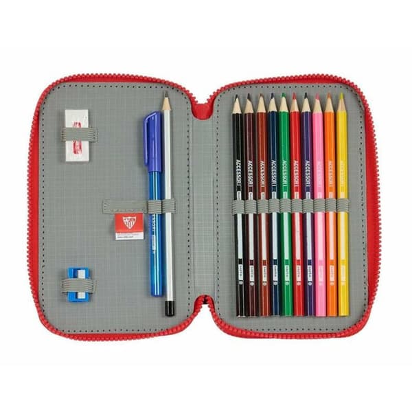 Dobbelt penalhus Sevilla Fútbol Club Sort Rød 12,5 x 19,5 x 4 cm