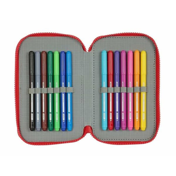 Dobbelt penalhus Sevilla Fútbol Club Sort Rød 12,5 x 19,5 x 4 cm