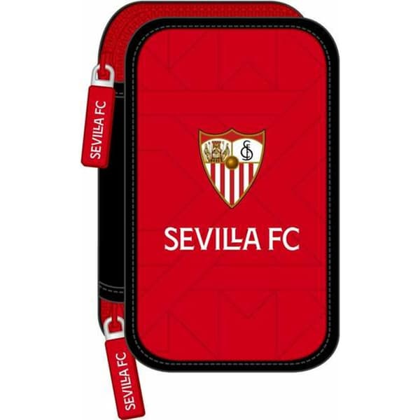 Dobbelt penalhus Sevilla Fútbol Club Sort Rød 12,5 x 19,5 x 4 cm