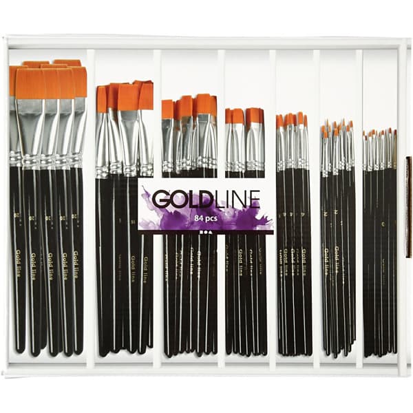 Gold Line Pensel - B: 2-24 mm - Platta - 84 mixade