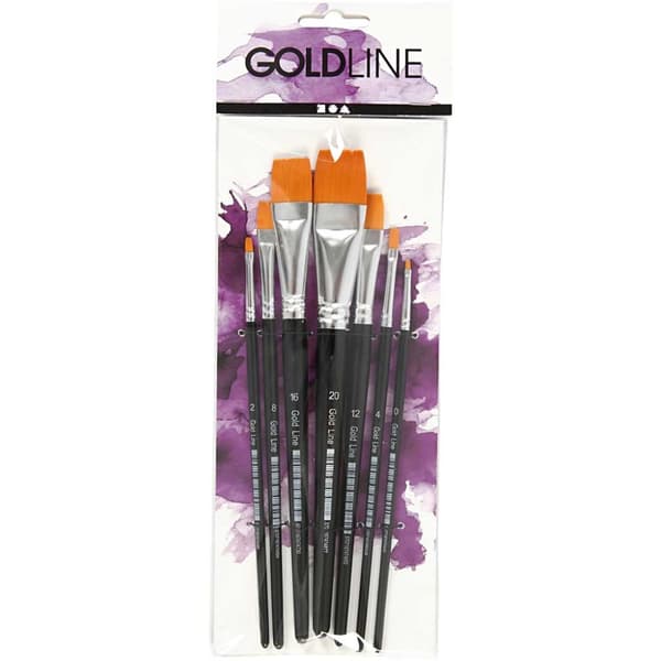 Gold Line Pensel - B: 2-24 mm - Platta - 7 mixade