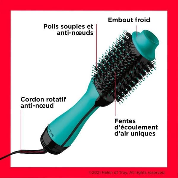 REVLON Teal Blue Tork- och stylingborste - Jonisk teknik - 2 hastigheter - Blå