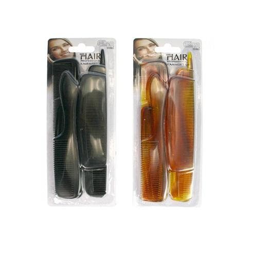 Hårkammar Olika Storlekar 6-pack (Svart)