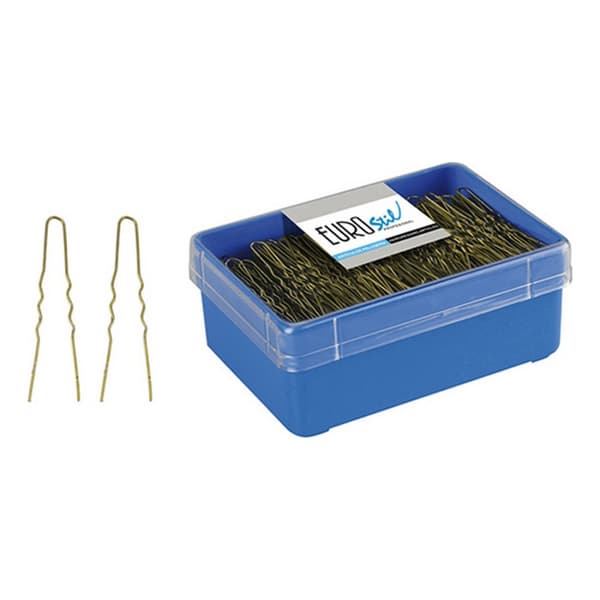 Ponnarihiuspinnit Eurostil 400 HORQUILLAS 55 mm Pronssi (400 pcs)