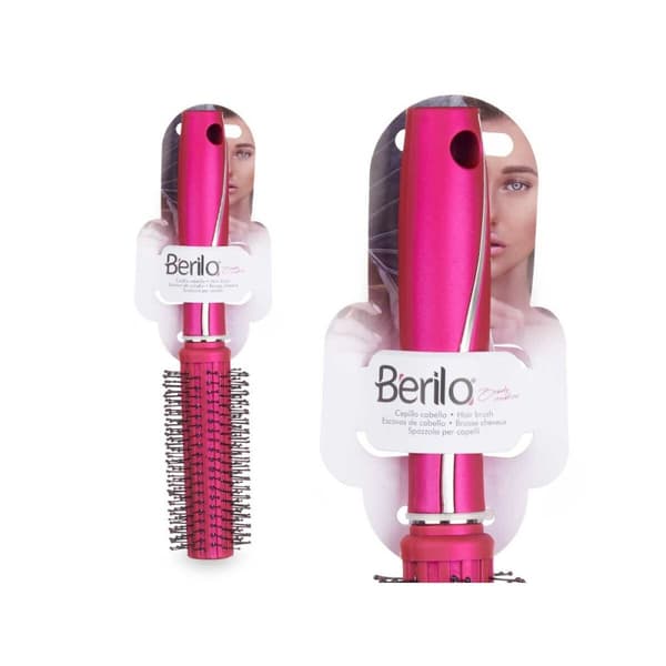 Rund borste Berilo 354 Fuchsia Silikon Plast (12 antal)