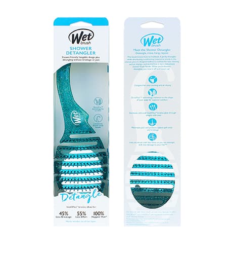 Wet Brush Shower Detangler Teal Glitter hair brush