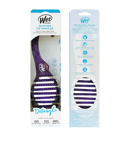 Wet Brush Shower Detangler Purple Glitter hair brush