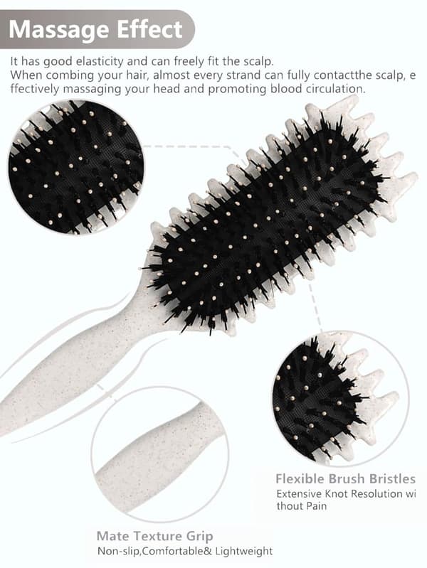 Bounce Curl Brush, Bounce Curl Defining Brush, Boar Brush Hair Brush Styling (off white)