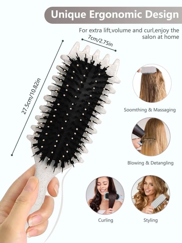 Bounce Curl Brush, Bounce Curl Defining Brush, Boar Brush Hair Brush Styling (off white)