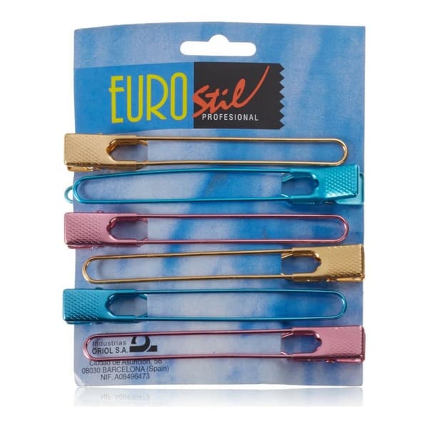 Hårklämmor Eurostil 6 Pinza Färger (6 uds)