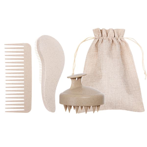 INF Hårkamsett i hvetestrå (4 deler) Beige