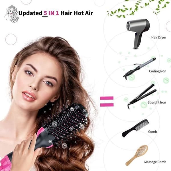 Brosse Soufflante CALDION - 5i1 med Multifunktionell Negativ Jon - Rosa